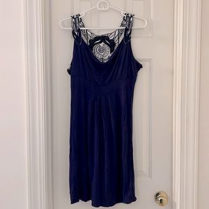 BluHeaven Indigo Knit Dress with Embroidered Back, Size L